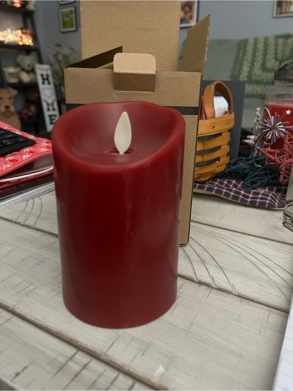 Luminara Red Flameless Pillar Candle - Home Accents